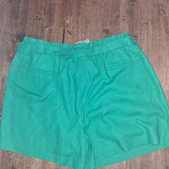 Crowned Free Linen Blend Kelly Green Elastic Waist NWT Paper Bag Waist XL - Picture 7 of 7